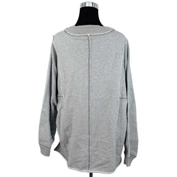 NWT Free People Gray Slouchy Crew Neck Sweater| Coastal Grandmother Quiet Luxury - Picture 8 of 16